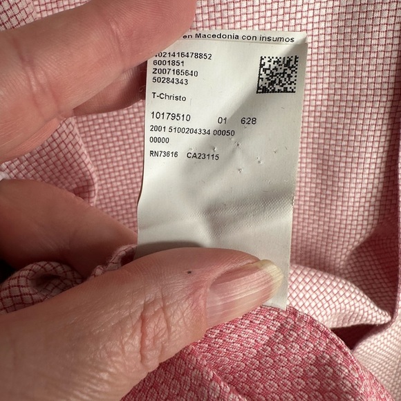 MENS.  Hugo Boss Slim Fit Tailored Shirt - Light Pink Checkered Pattern EUC - Picture 5 of 7